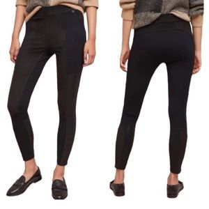 Anthropologie  Black Vegan Leather & Suede Leggings Sz 28